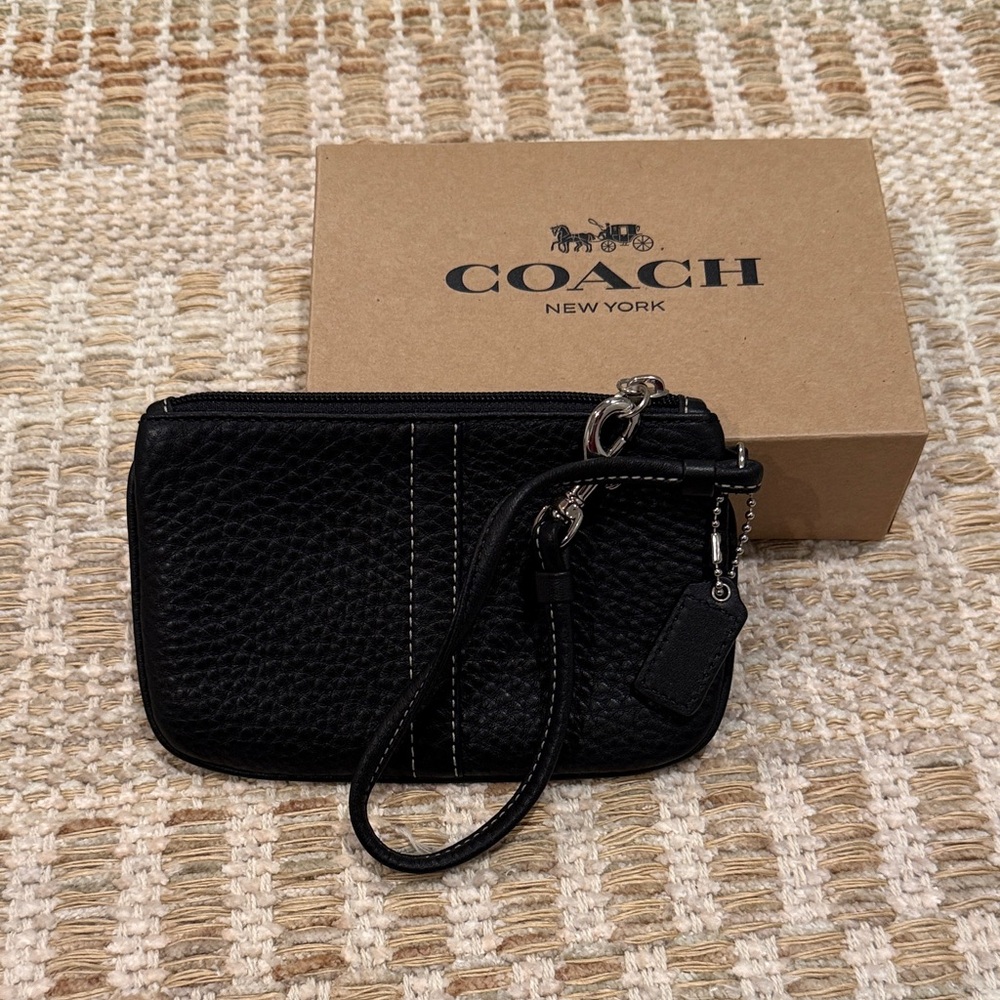 Coach Textured Black Wristlet
